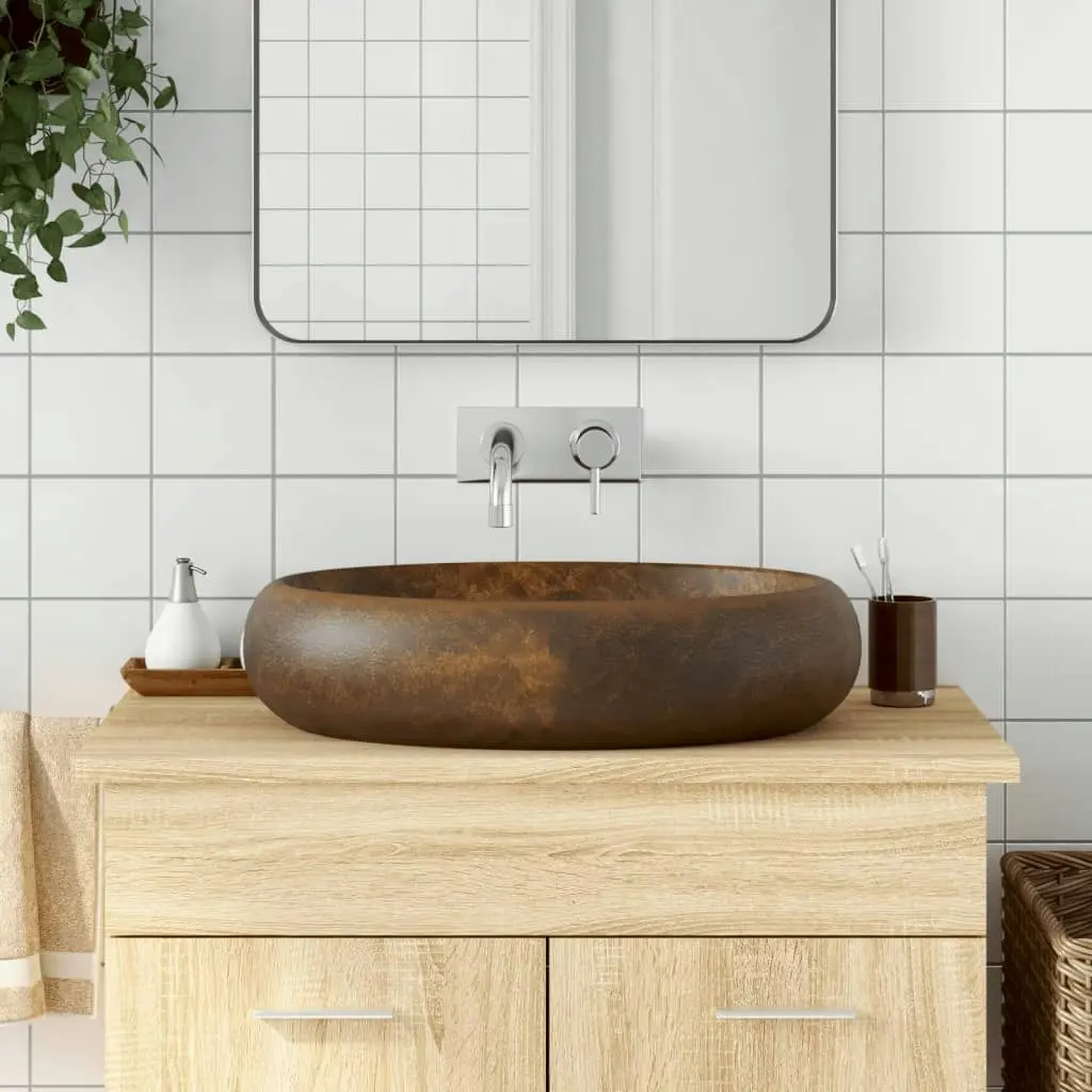 Countertop Basin Brown Oval 59x40x15 cm Ceramic 155084