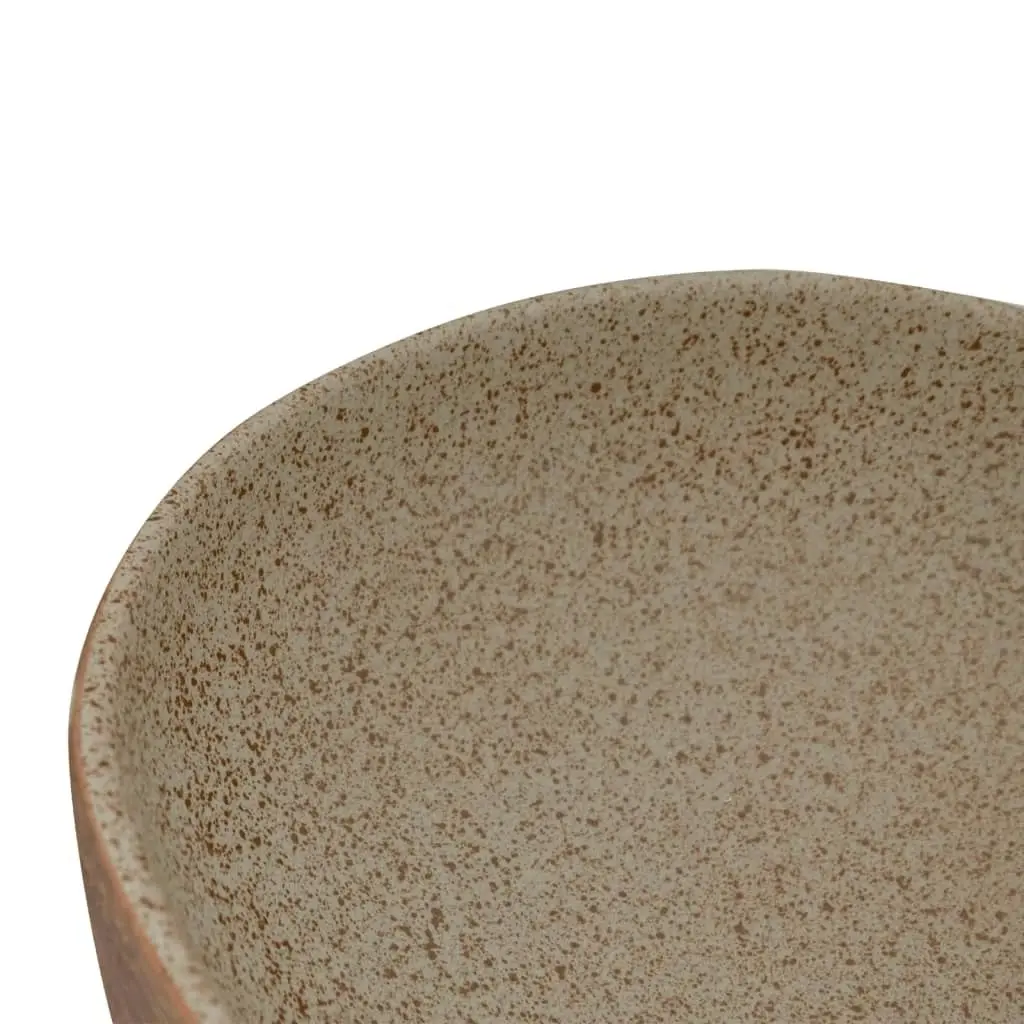 Countertop Basin Sand and Brown Oval 59x40x14 cm Ceramic 155104