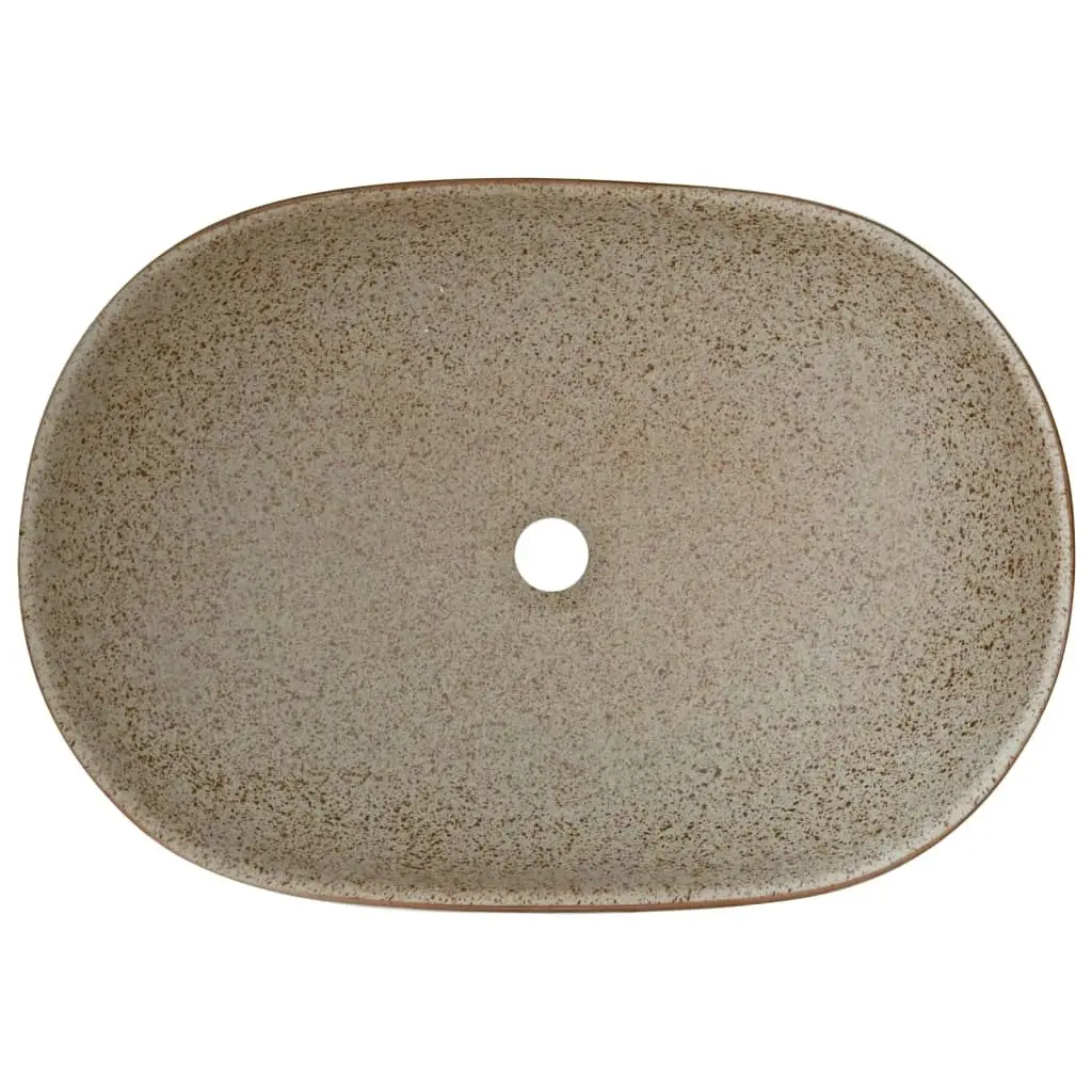 Countertop Basin Sand and Brown Oval 59x40x14 cm Ceramic 155104