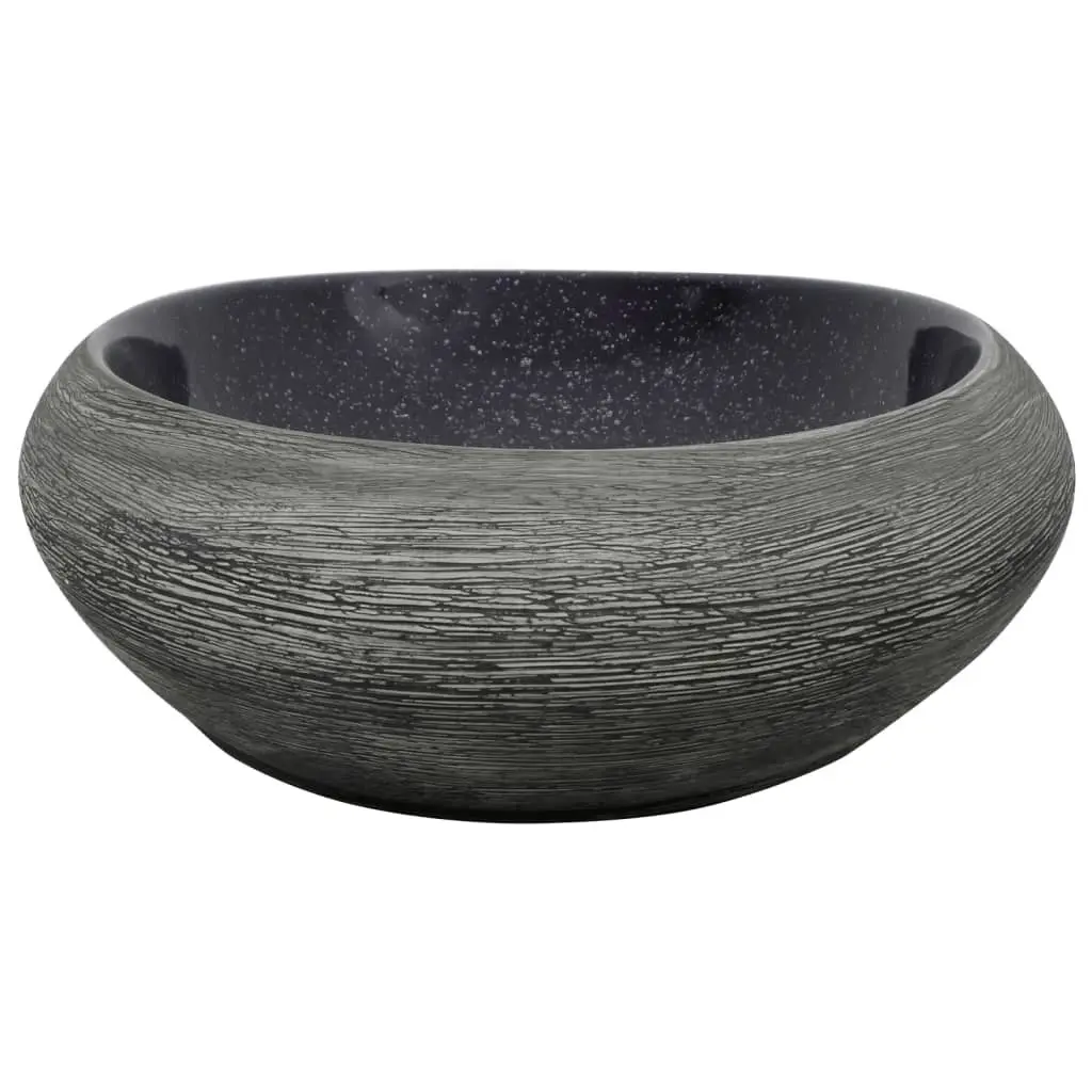 Countertop Basin Purple and Grey Oval 59x40x14 cm Ceramic 155092