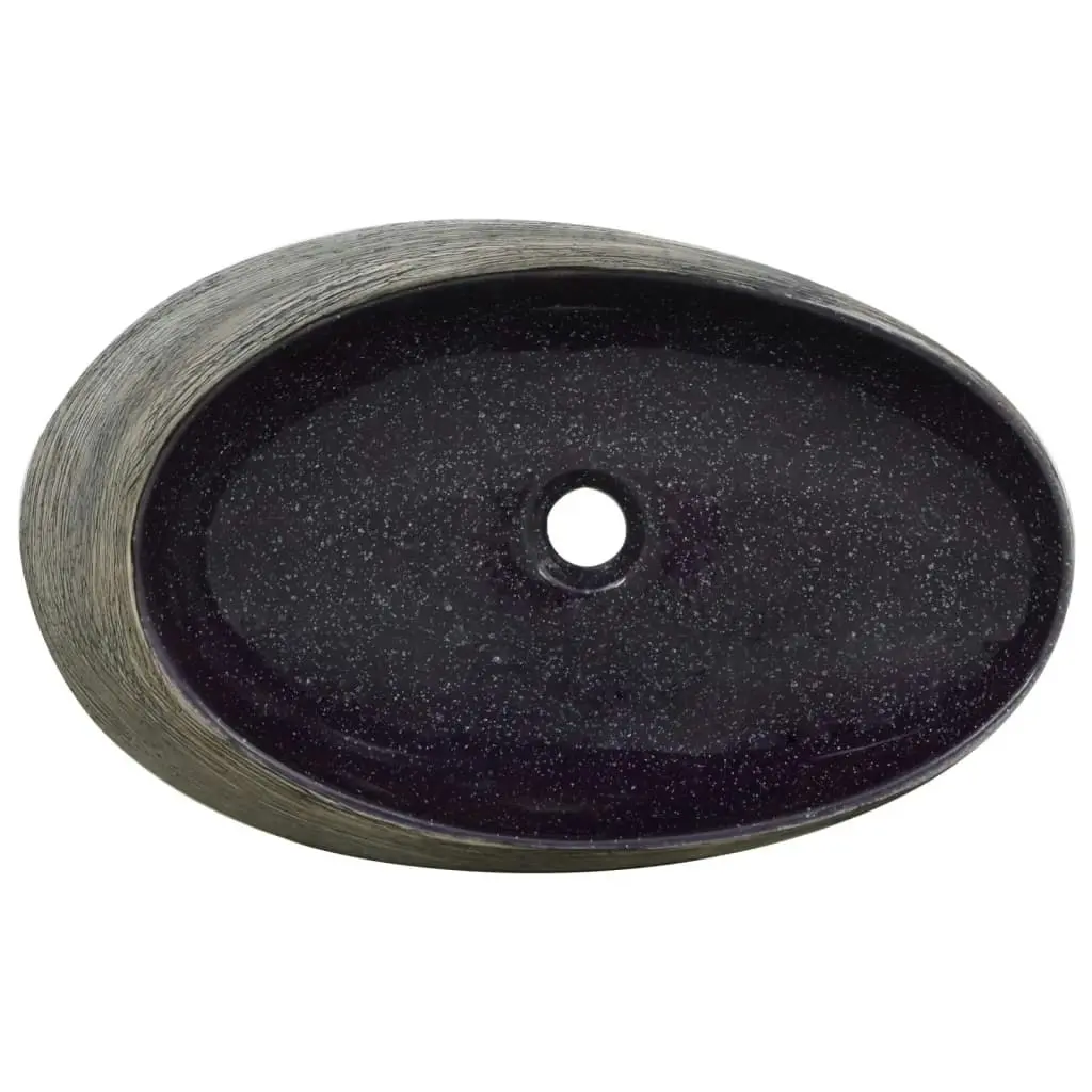 Countertop Basin Purple and Grey Oval 59x40x14 cm Ceramic 155092