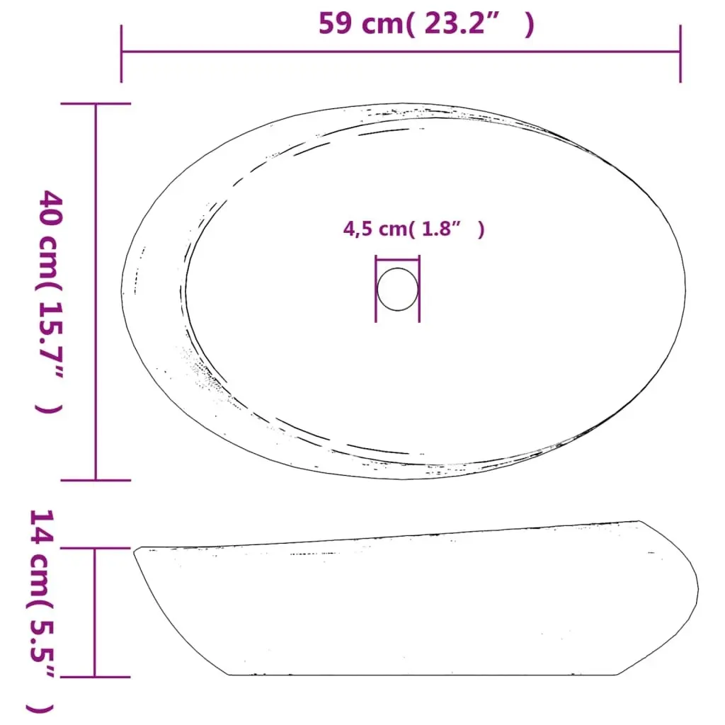 Countertop Basin Purple and Grey Oval 59x40x14 cm Ceramic 155092