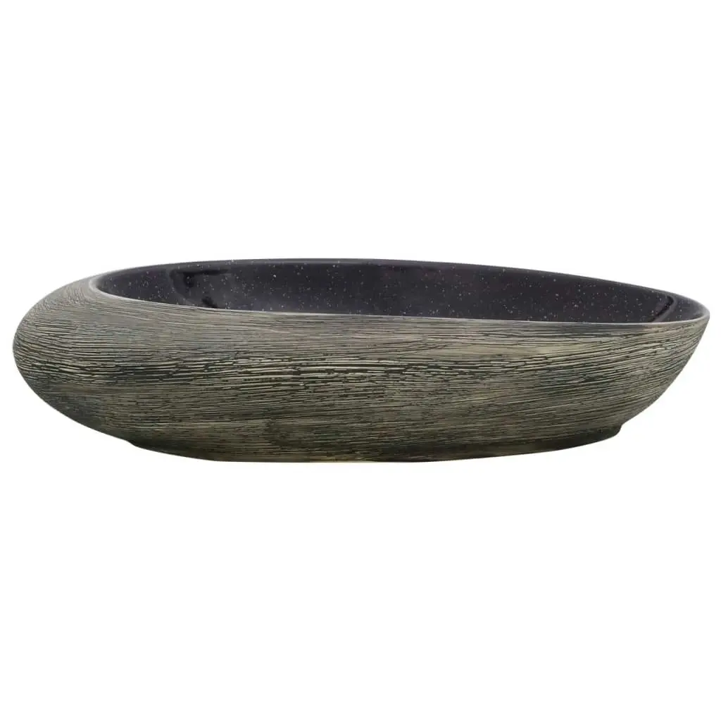 Countertop Basin Purple and Grey Oval 59x40x14 cm Ceramic 155092