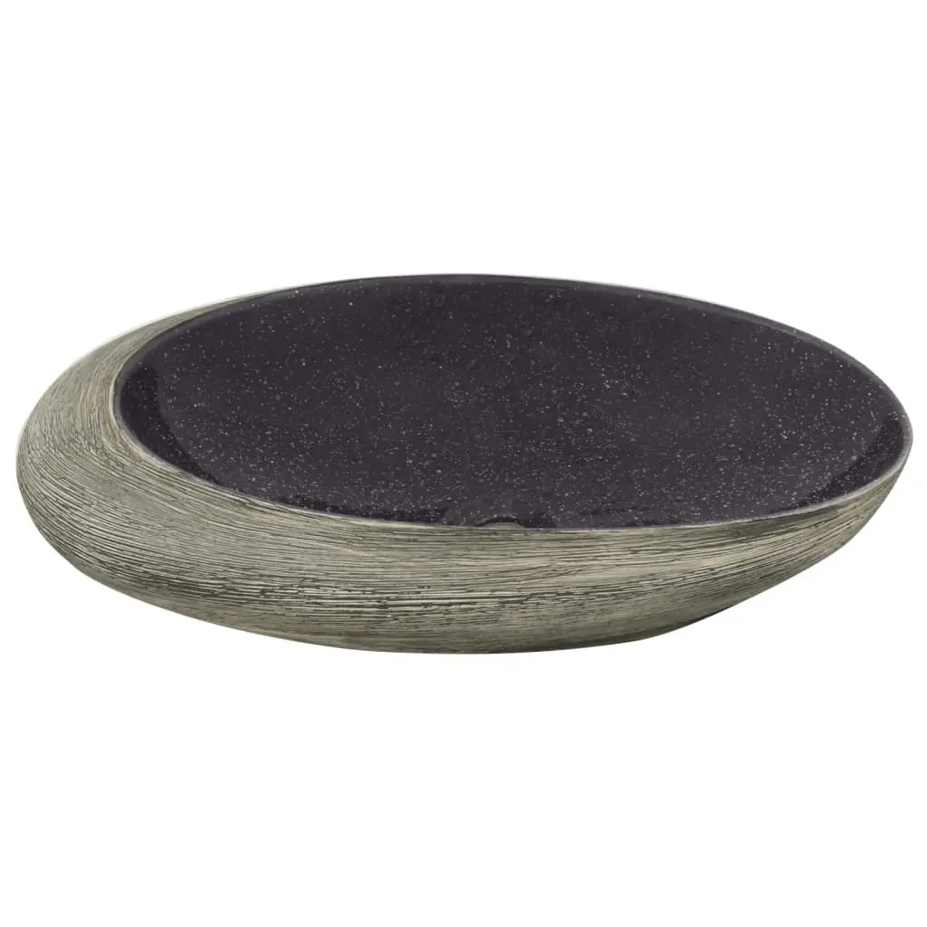 Countertop Basin Purple and Grey Oval 59x40x14 cm Ceramic 155092