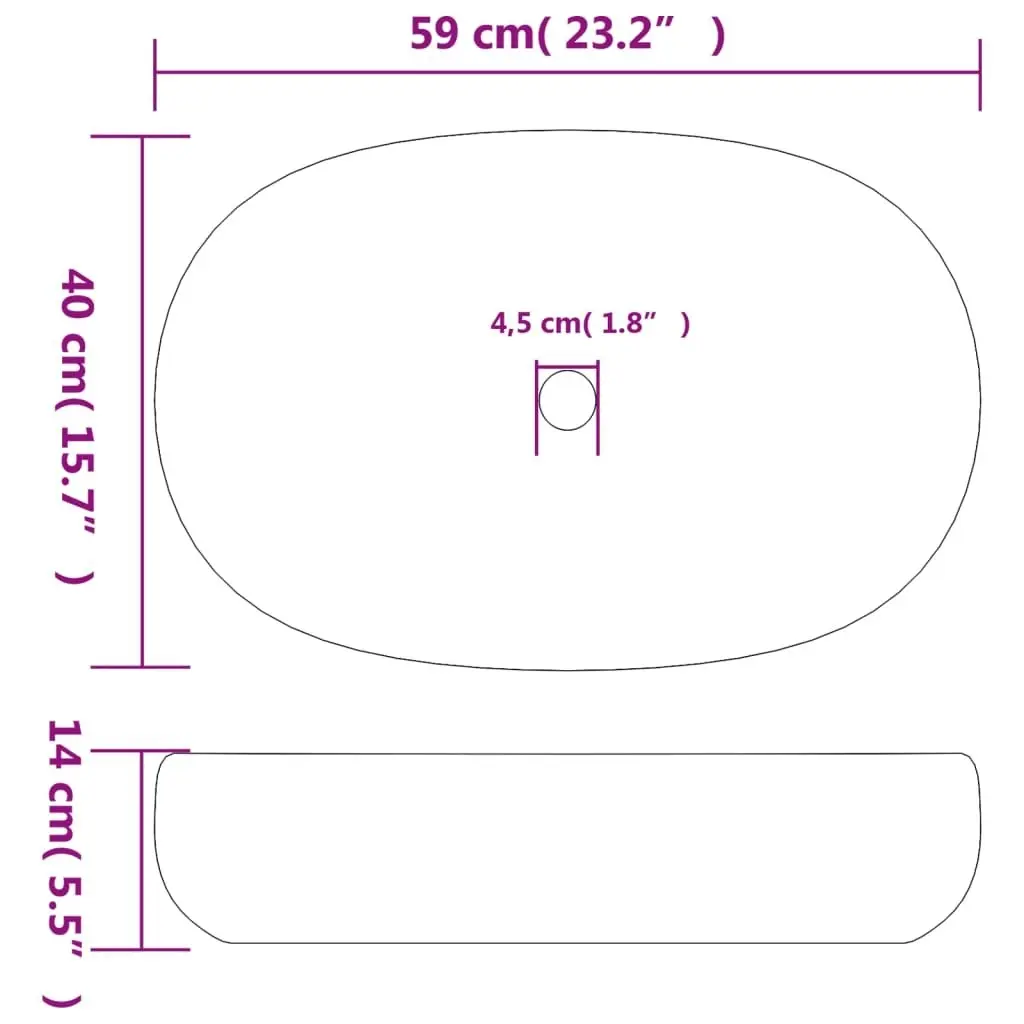 Countertop Basin Turquoise Oval 59x40x14 cm Ceramic 155101