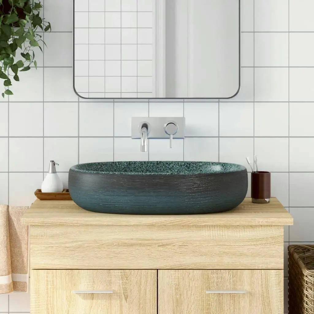 Countertop Basin Turquoise Oval 59x40x14 cm Ceramic 155101