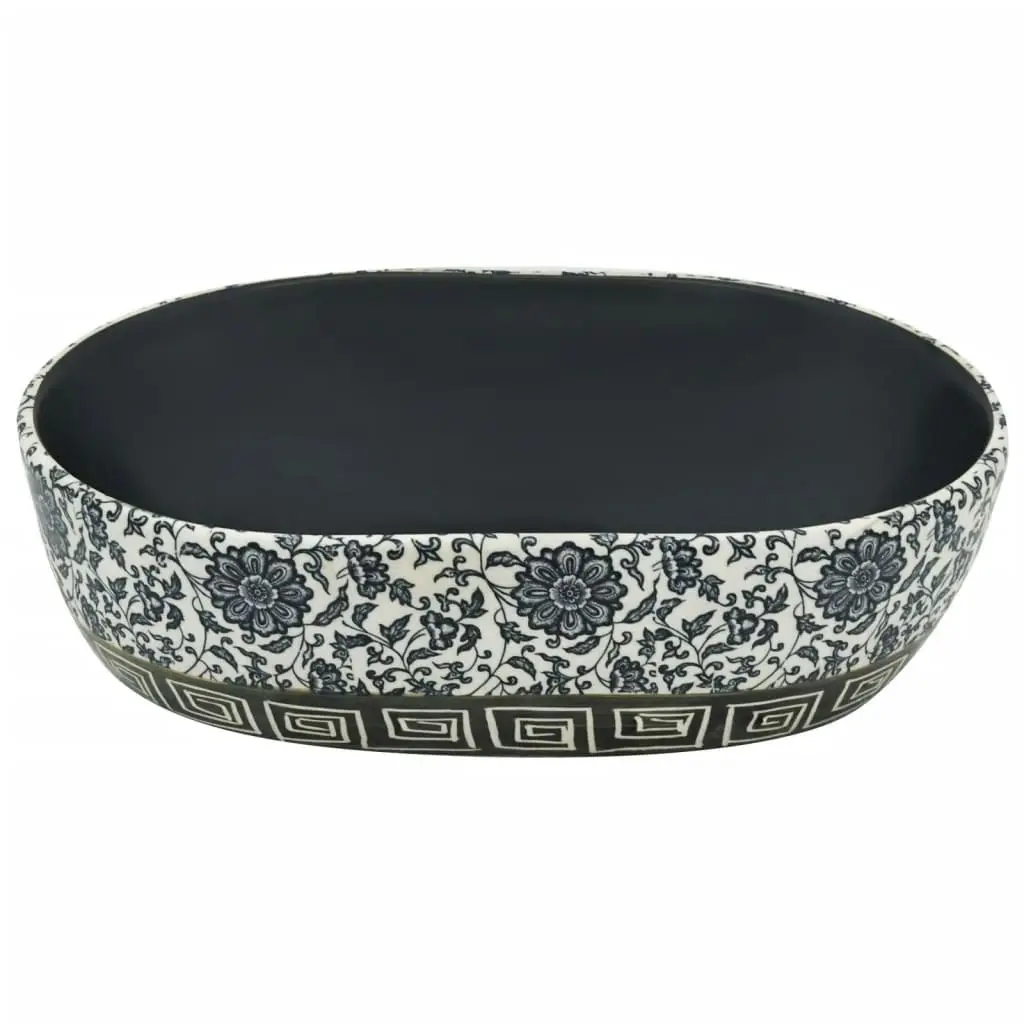 Countertop Basin Black and Blue Oval 47x33x13 cm Ceramic 155070