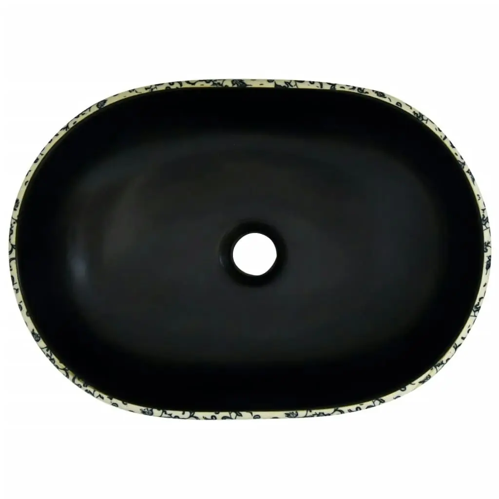 Countertop Basin Black and Blue Oval 47x33x13 cm Ceramic 155070