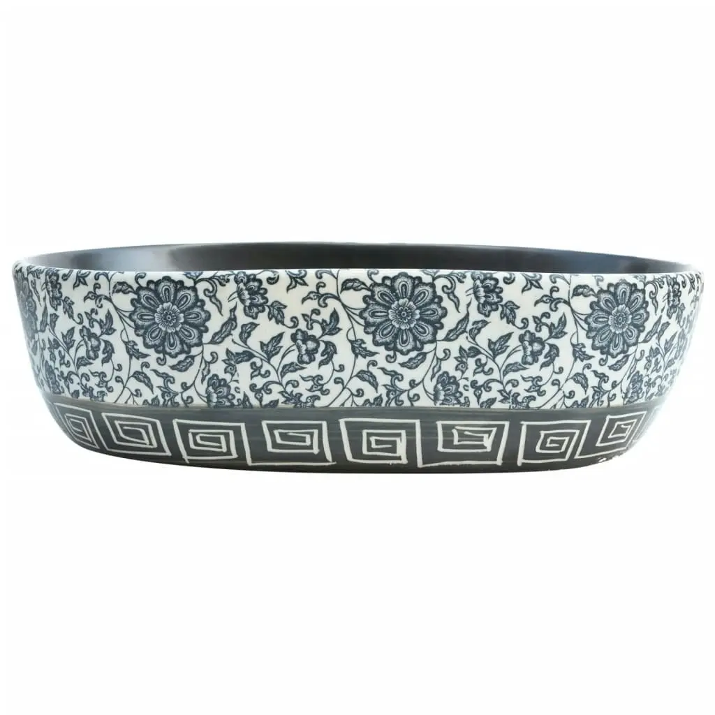 Countertop Basin Black and Blue Oval 47x33x13 cm Ceramic 155070