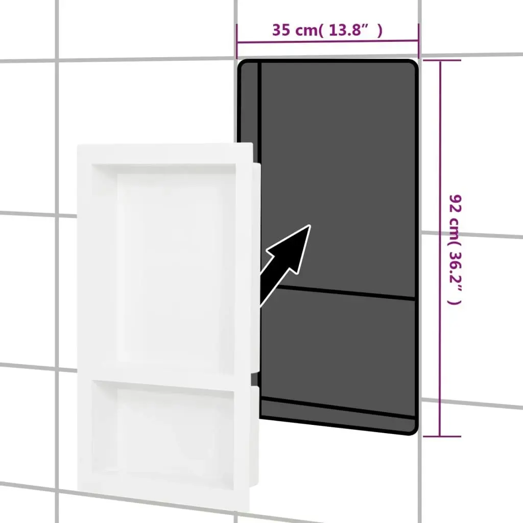 Shower Niche with 2 Compartments High Gloss White 41x69x9 cm 151398