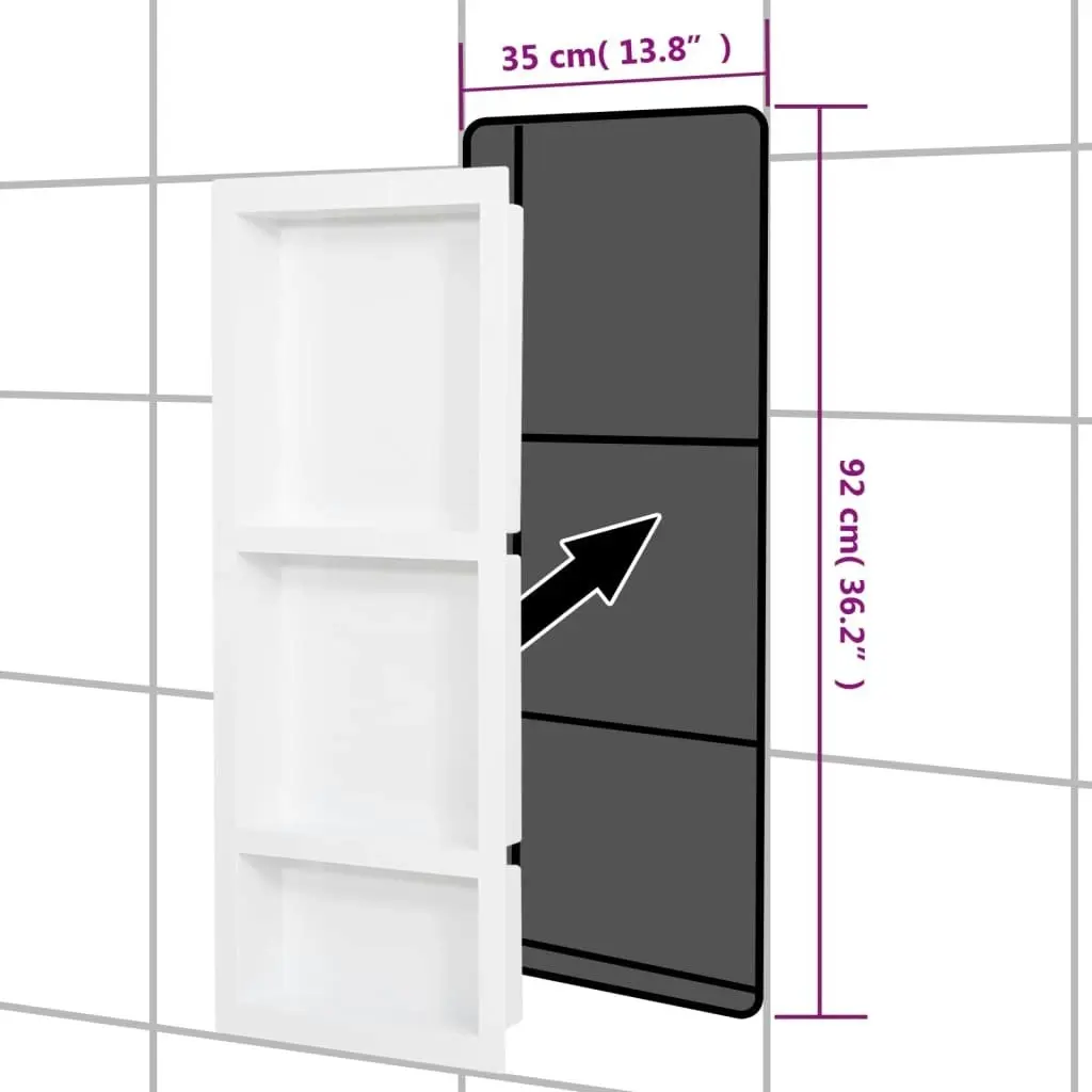 Shower Niche with 3 Compartments Matt White 41x99x9 cm 151399