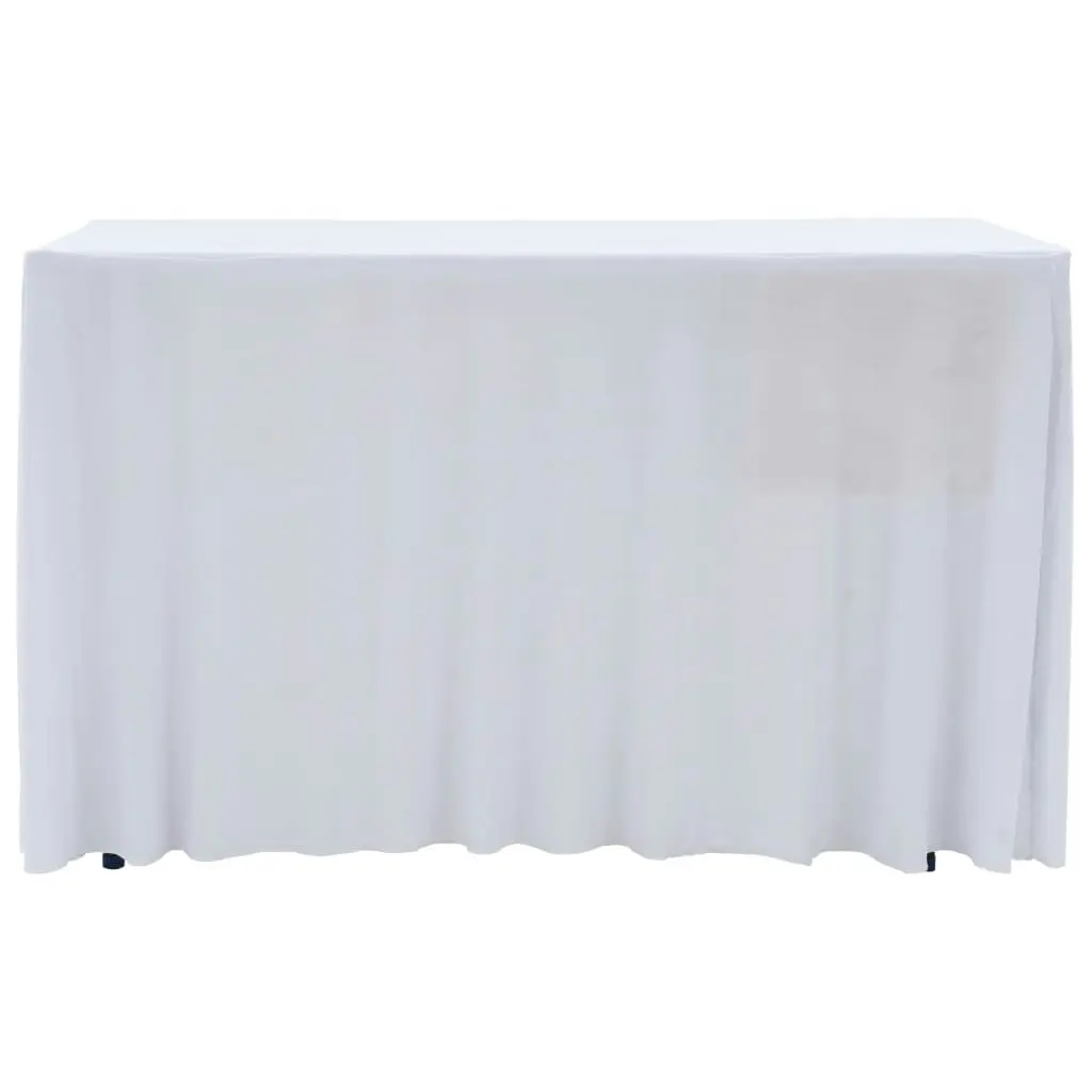 2 pcs Stretch Table Covers with Skirt 183x76x74 cm White 133585