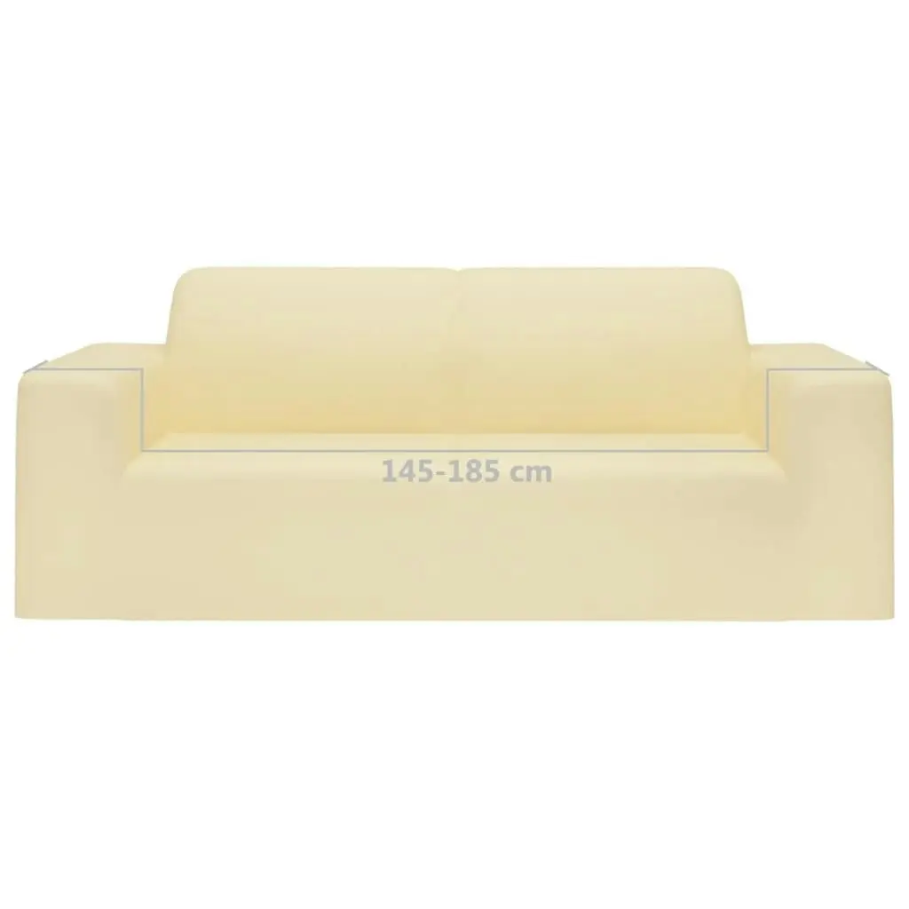 2-Seater Stretch Couch Slipcover Cream Polyester Jersey 332945