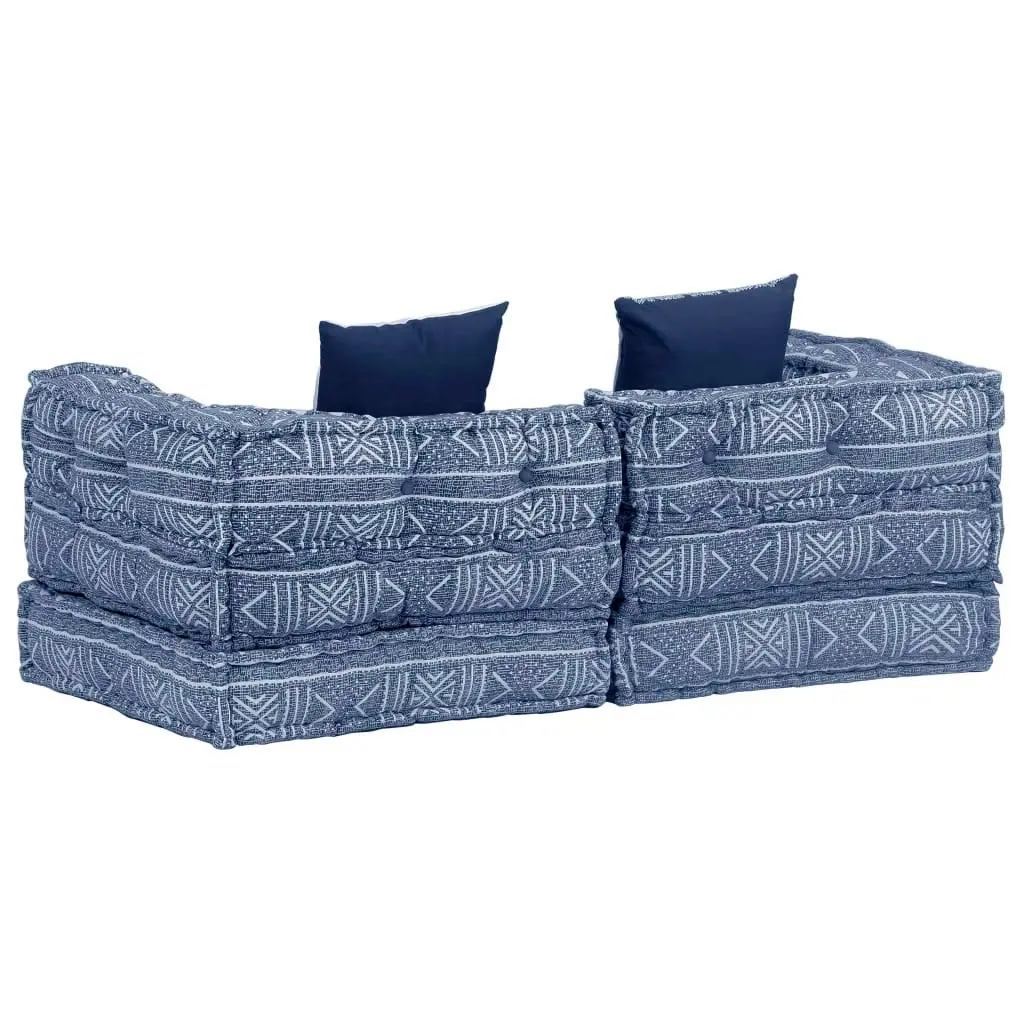 2-Seater Modular Pouffe Indigo Fabric 249408