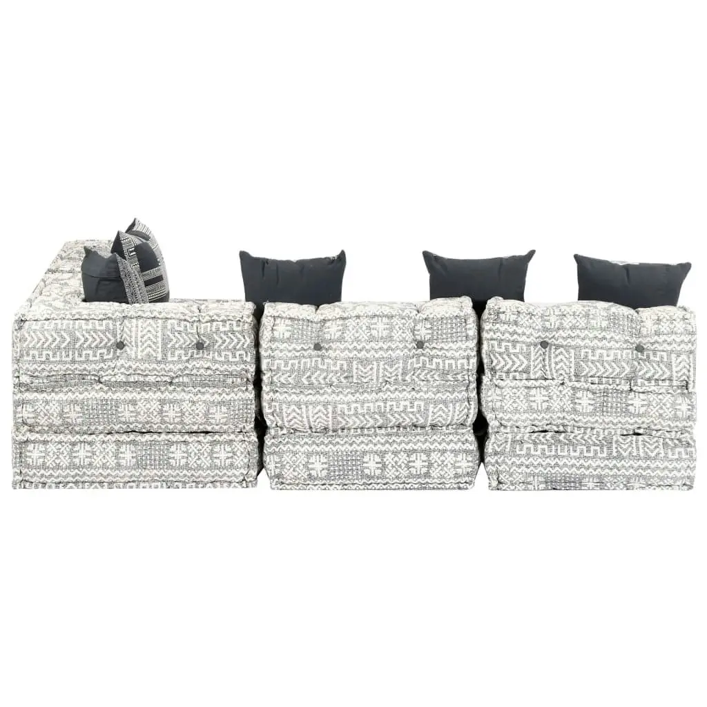 4-Seater Modular Pouffe Light Grey Fabric 249404