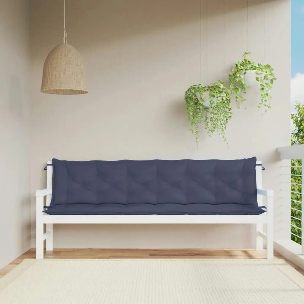 Garden Bench Cushions 2 pcs Navy Blue 200x50x7 cm Oxford Fabric 379127