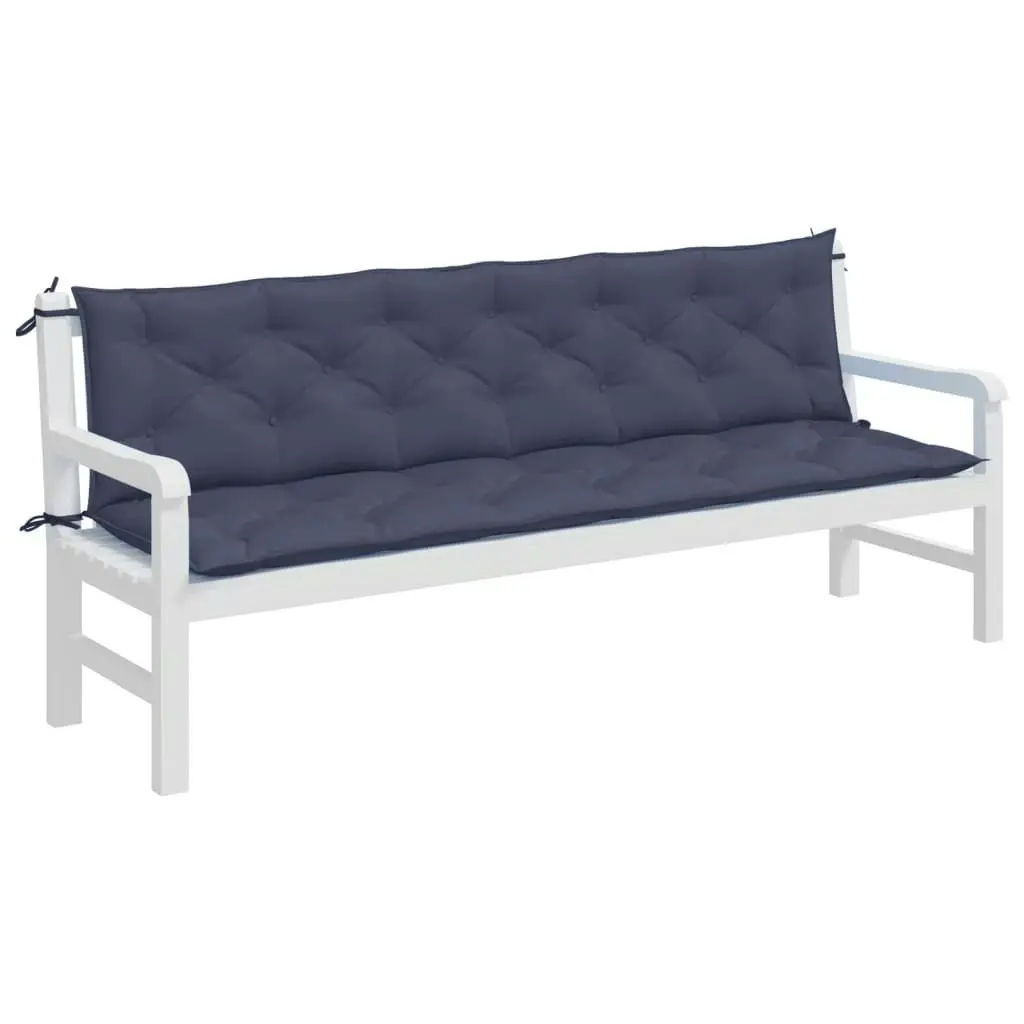 Garden Bench Cushions 2 pcs Navy Blue 200x50x7 cm Oxford Fabric 379127