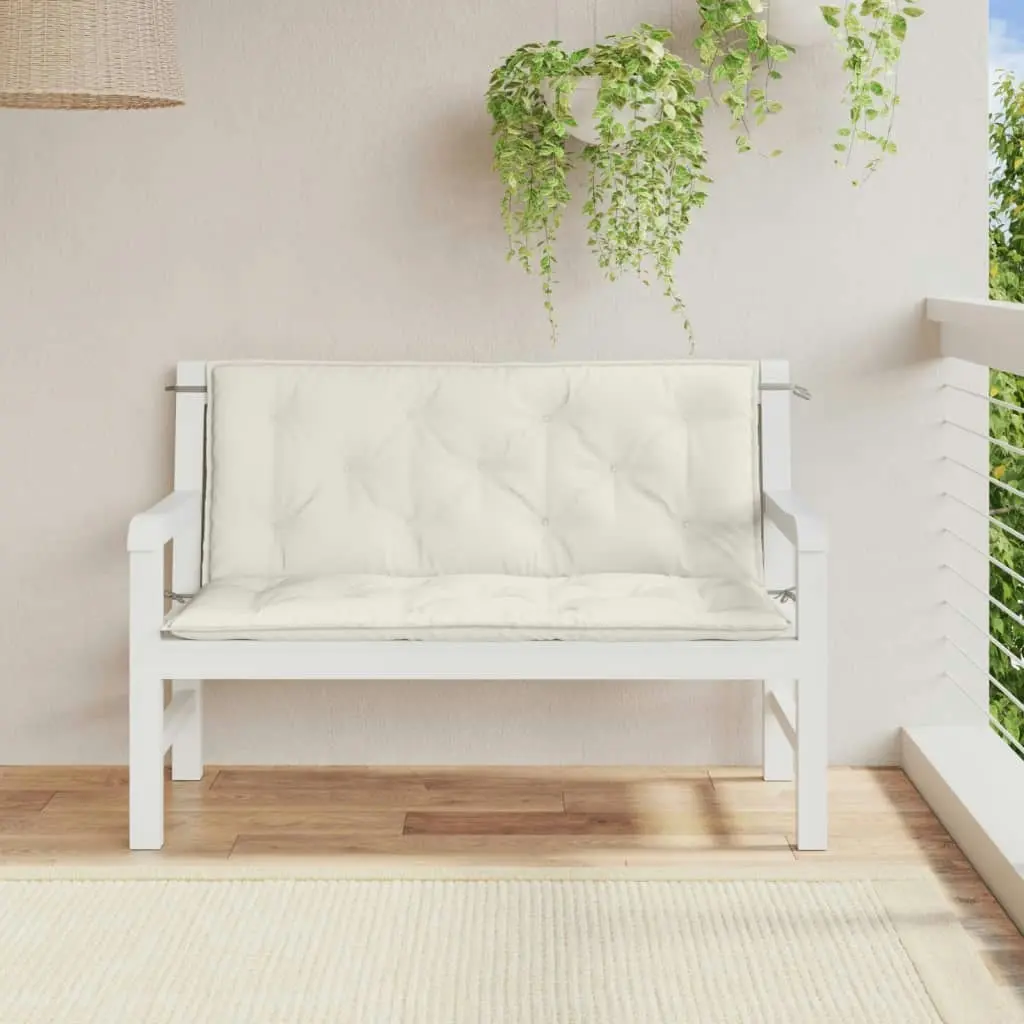 Garden Bench Cushions 2 pcs Melange Cream 120x50x7 cm Fabric 4002599