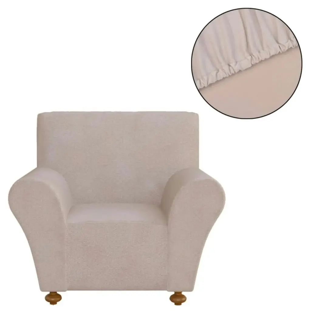 Stretch Couch Slipcover Beige Polyester Jersey 131088