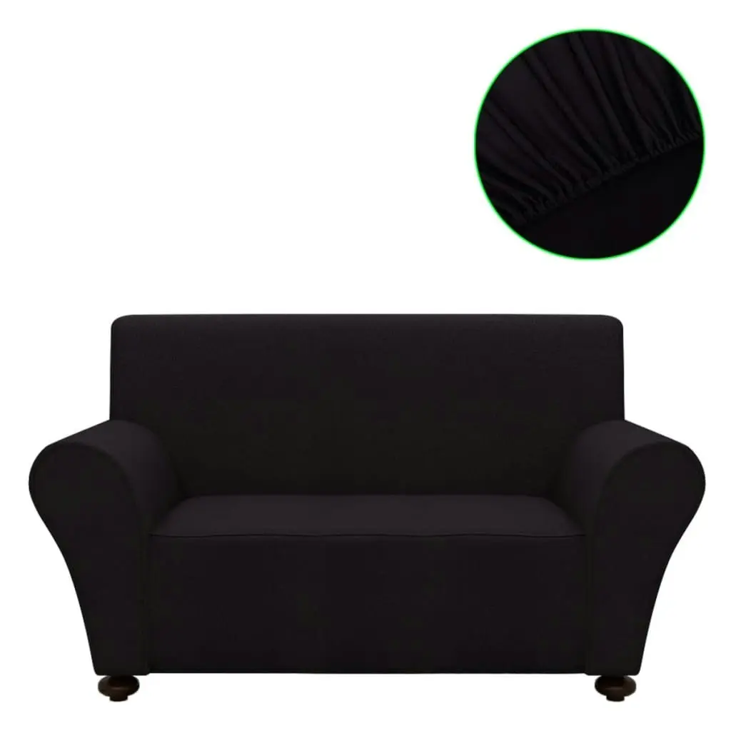 Stretch Couch Slipcover Black Polyester Jersey 131080