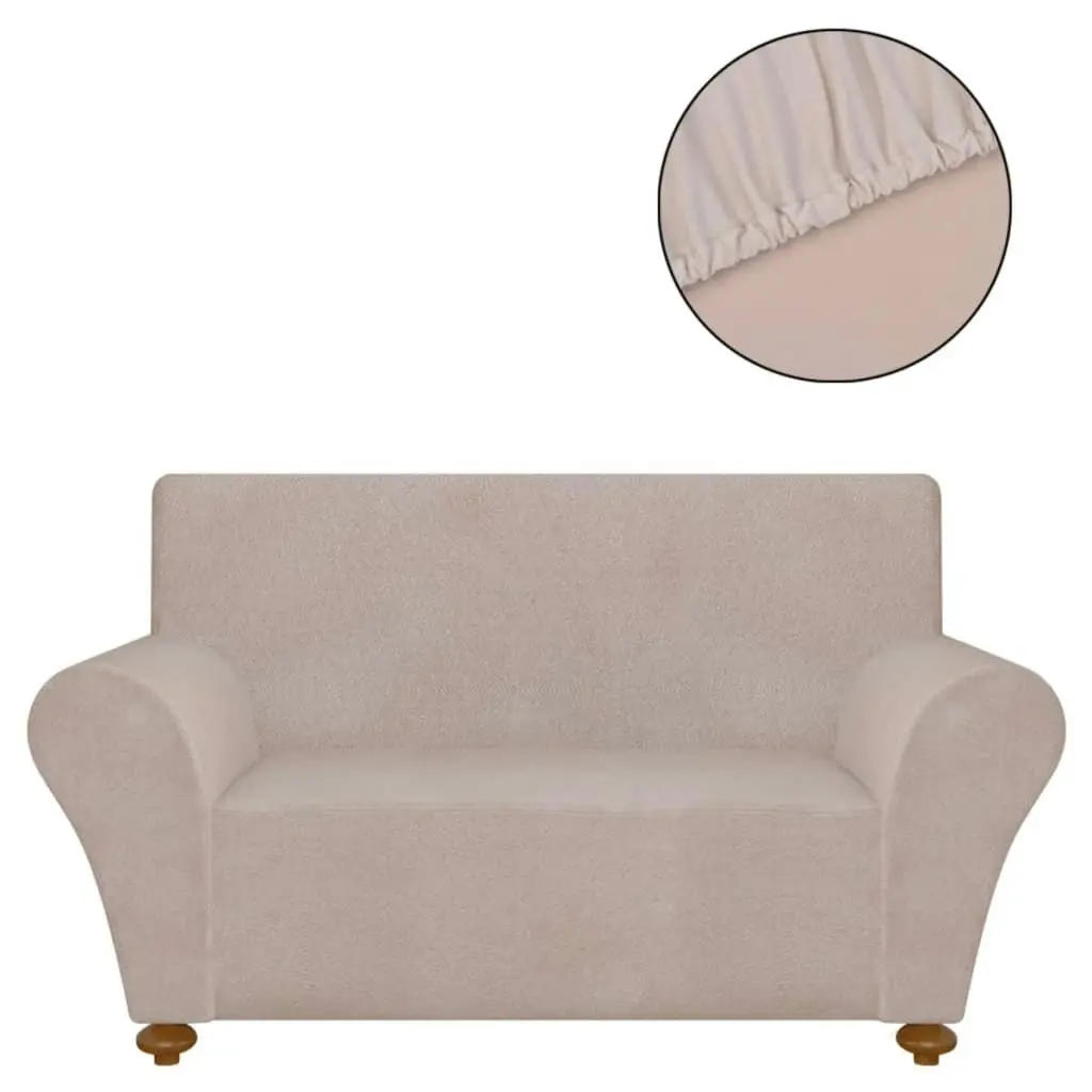 Stretch Couch Slipcover Beige Polyester Jersey 131089