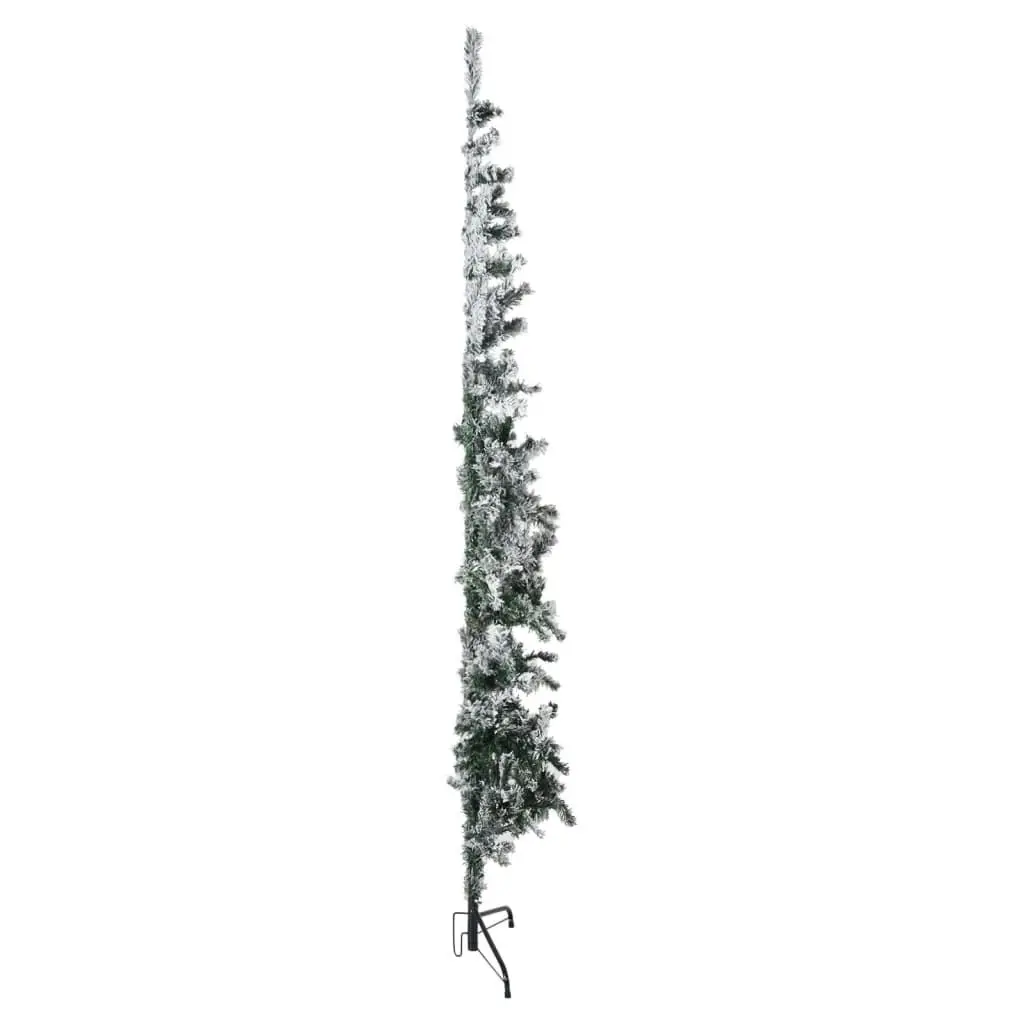 Slim Artificial Half Christmas Tree with Flocked Snow 240 cm 344608