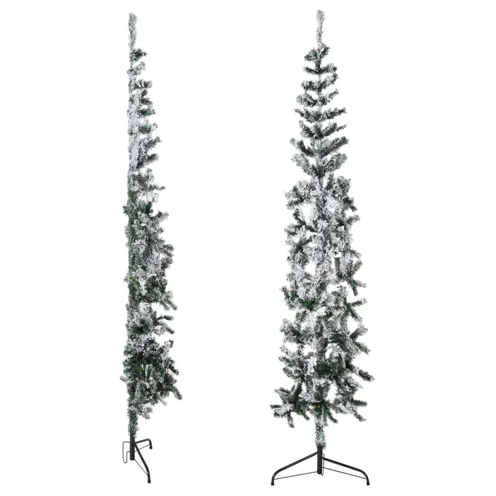 Slim Artificial Half Christmas Tree with Flocked Snow 240 cm 344608