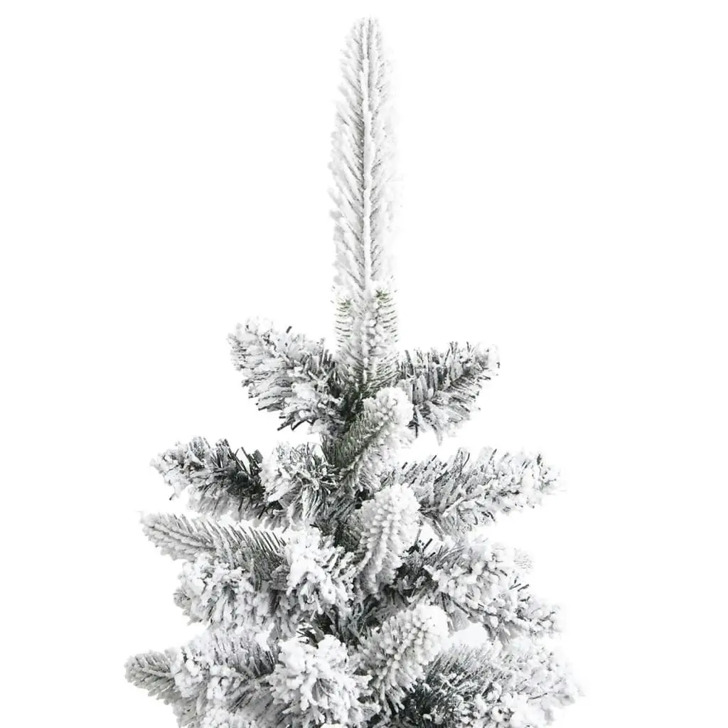 Artificial Slim Christmas Tree with Flocked Snow 240 cm PVC&PE 345197