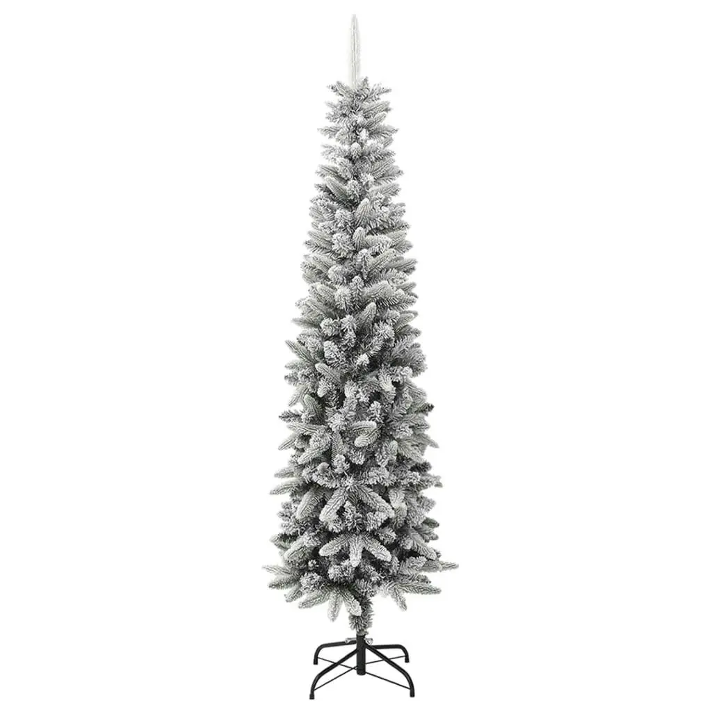 Artificial Slim Christmas Tree with Flocked Snow 240 cm PVC&PE 345197