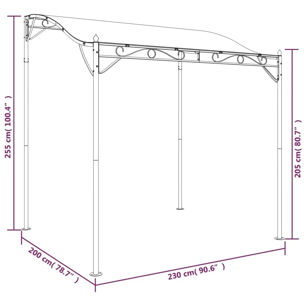 Canopy Anthracite 2x2.3 m 180 g/mÂ² Fabric and Steel 362392