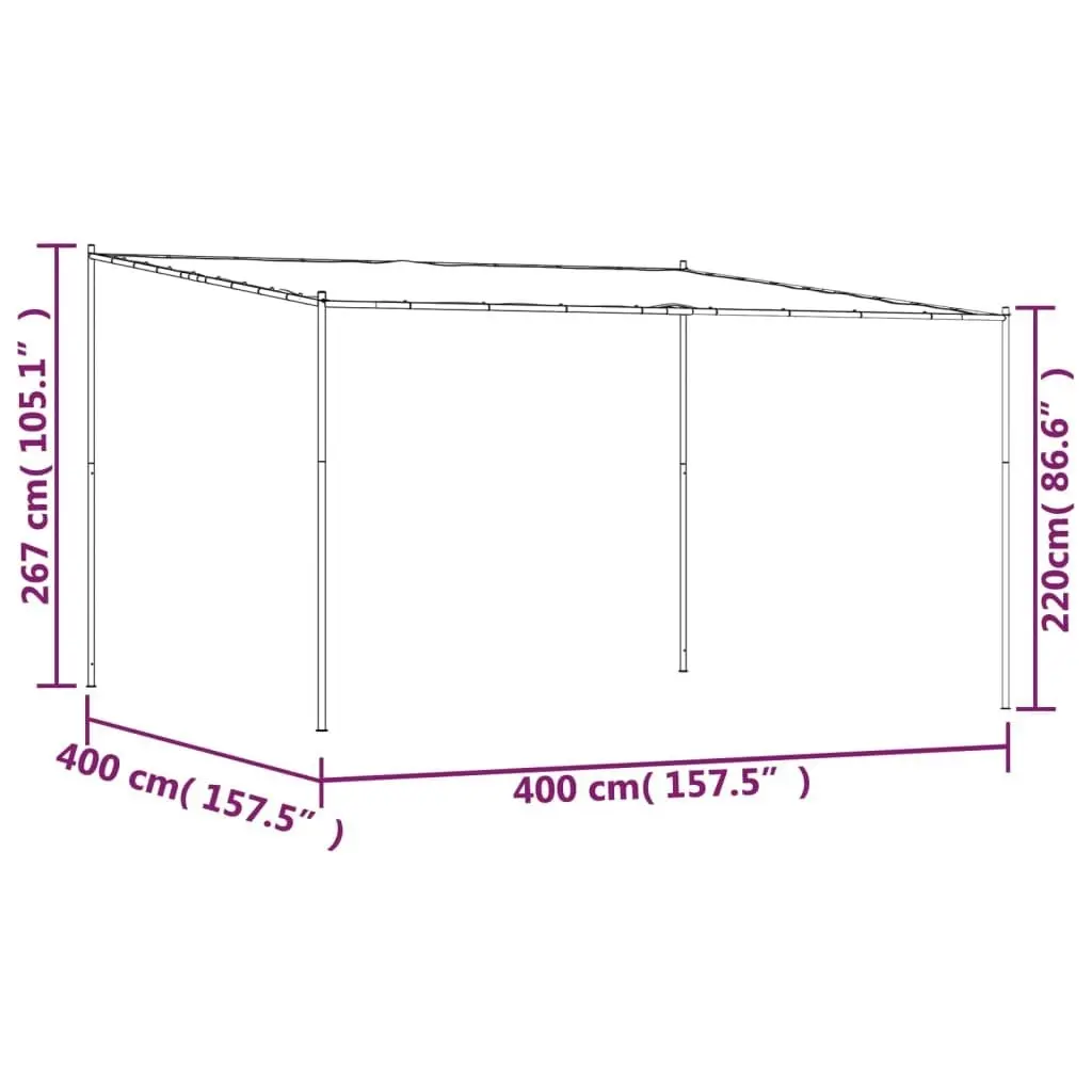 Gazebo Anthracite 4x4 m 180 g/mÂ² Fabric and Steel 362465