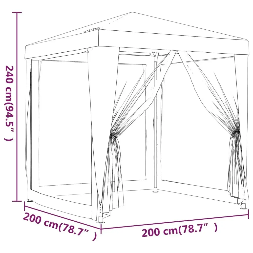 Party Tent with 4 Mesh Sidewalls Blue 2x2 m HDPE 319217