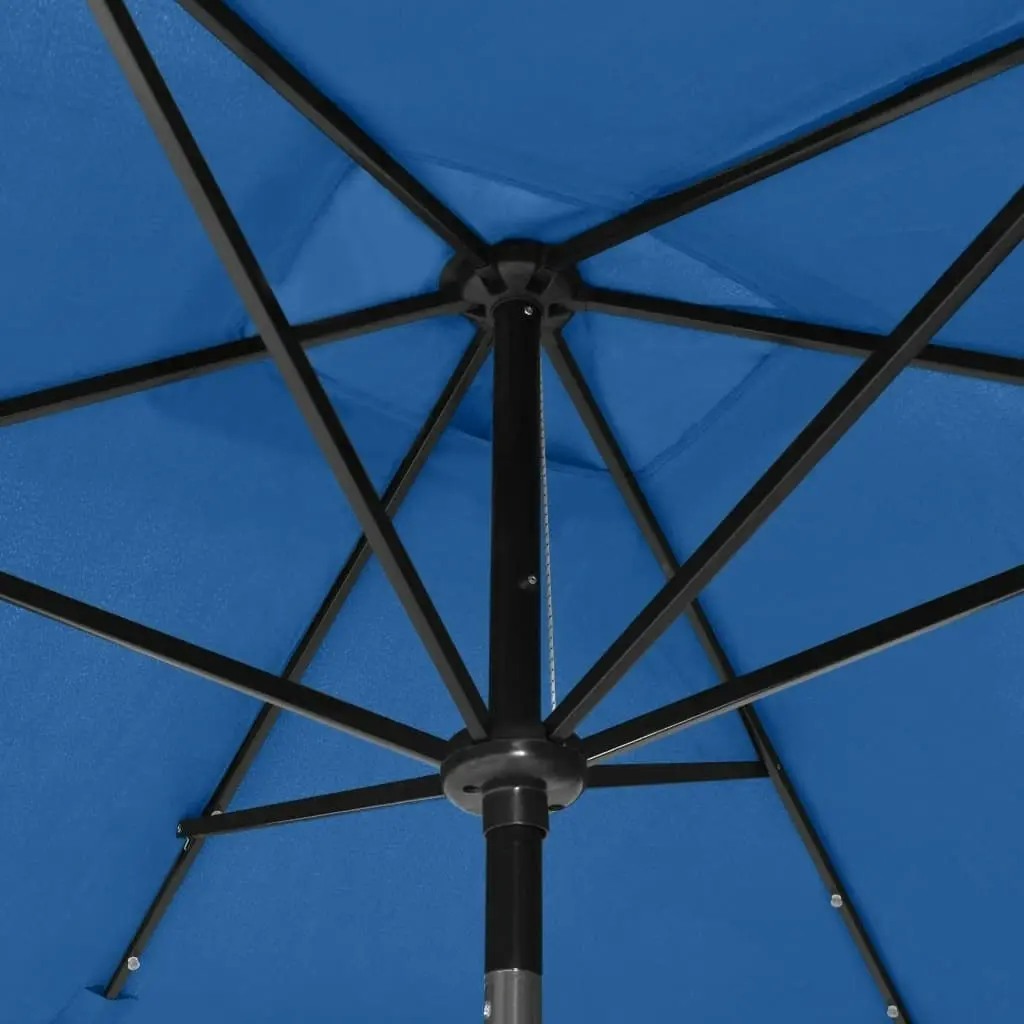 Parasol with LEDs and Steel Pole Azure Blue 2x3 m 313793