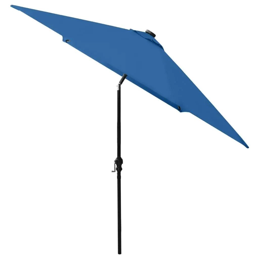 Parasol with LEDs and Steel Pole Azure Blue 2x3 m 313793