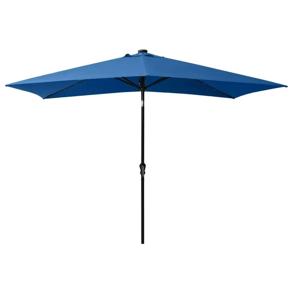 Parasol with LEDs and Steel Pole Azure Blue 2x3 m 313793