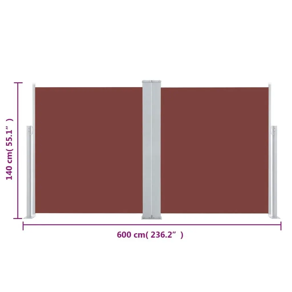 Retractable Side Awning Brown 140x600 cm 48457