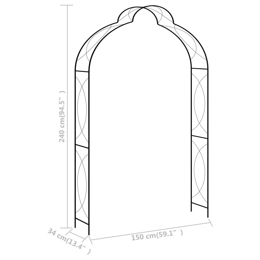 Garden Arch Black 150x34x240 cm Iron 47095