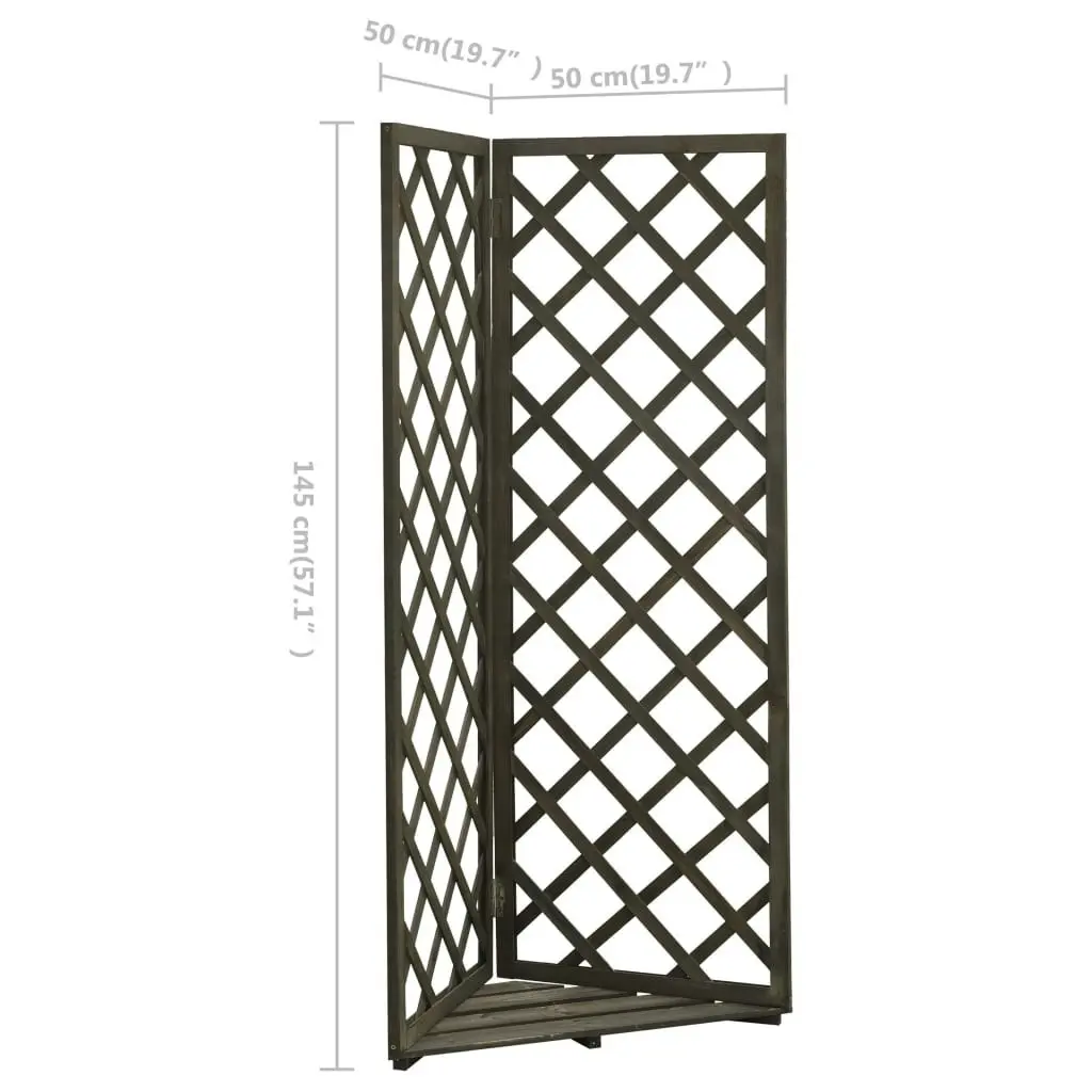 Corner Trellis Grey 50x50x145 cm Solid Firwood 314833