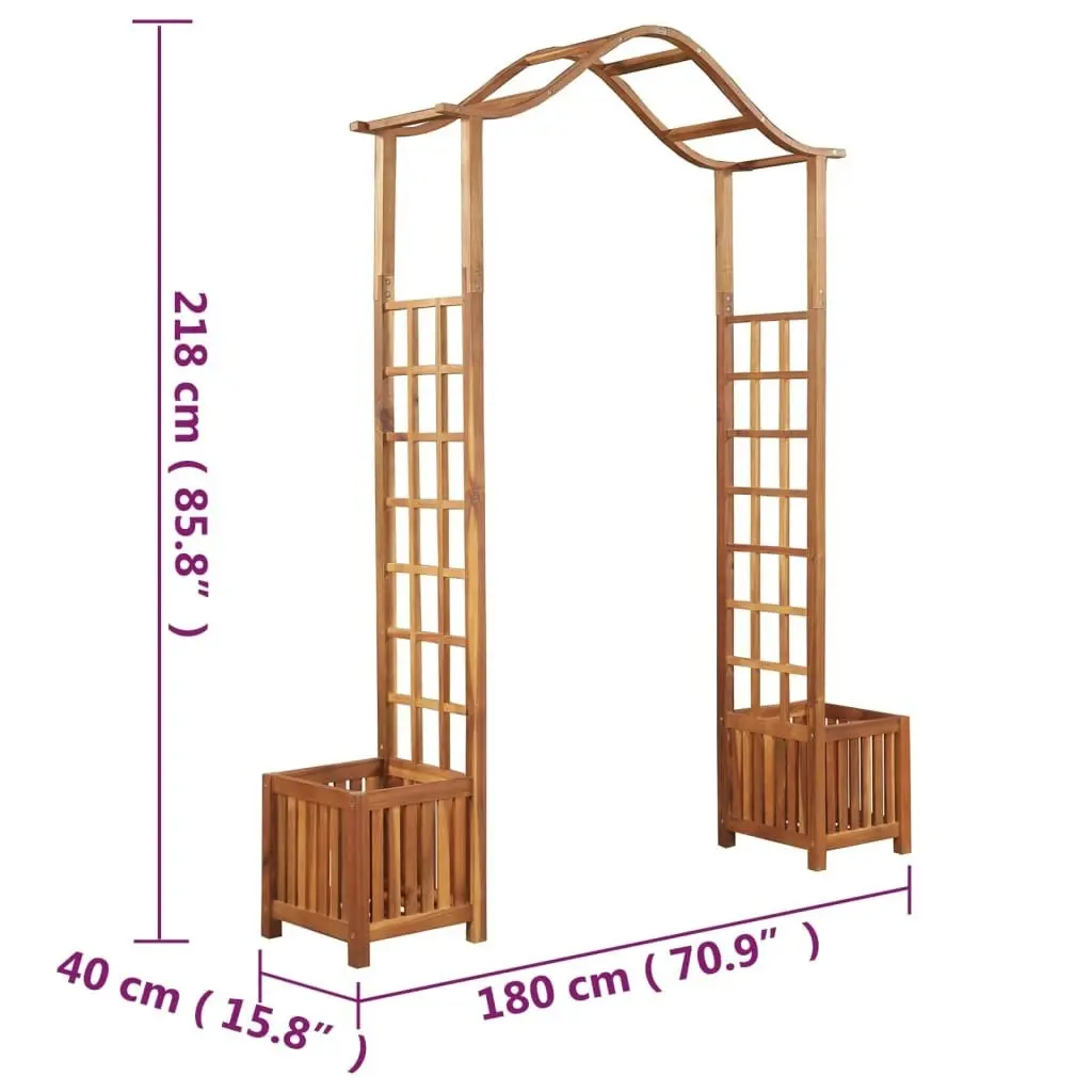 Garden Arch with Planter Solid Acacia Wood 180x40x218 cm 44112