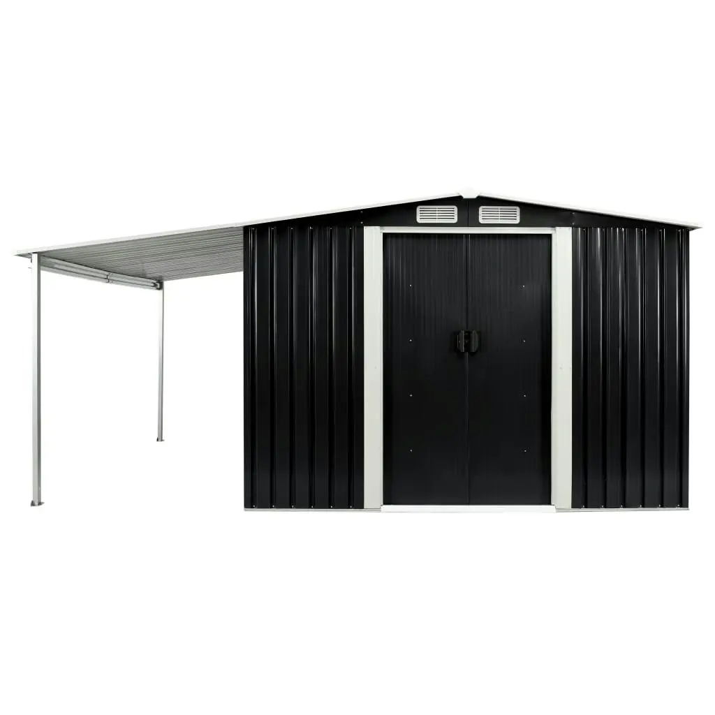 Garden Shed with Sliding Doors Anthracite 386x312x178 cm Steel 144032