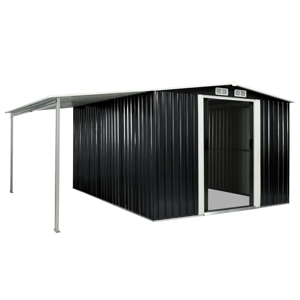 Garden Shed with Sliding Doors Anthracite 386x312x178 cm Steel 144032