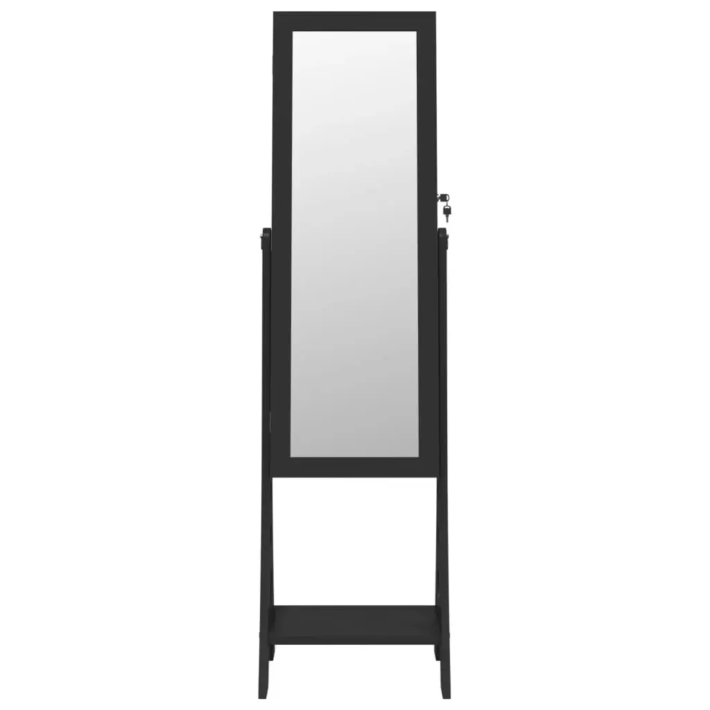 Mirror Jewellery Cabinet with LED Lights Free Standing Black 353266