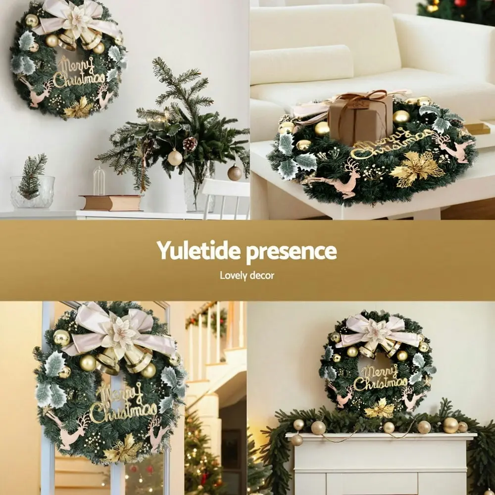 Jingle Jollys Christmas Wreath 60CM Garland Flowers Baubles Party Decorations