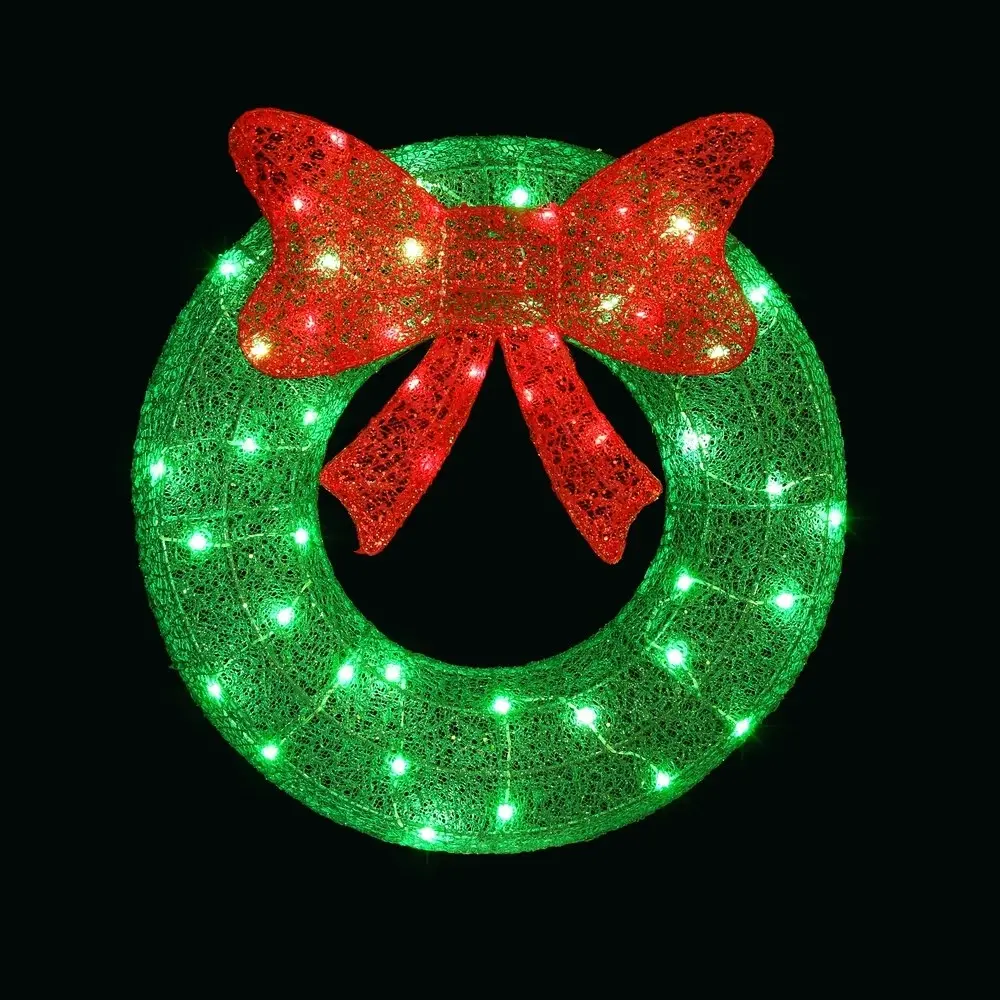 Jingle Jollys Christmas Lights 60cm Motif 50 LED Solar Wreath Xmas Decorations