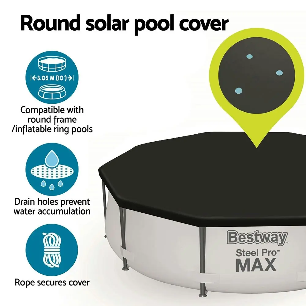 Bestway Pool Cover Fits 3.05m Round Above Ground Swimming Pool PVC Blanket