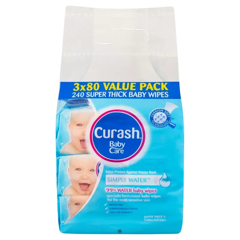 Curash Water Wipes 3X80 Pack