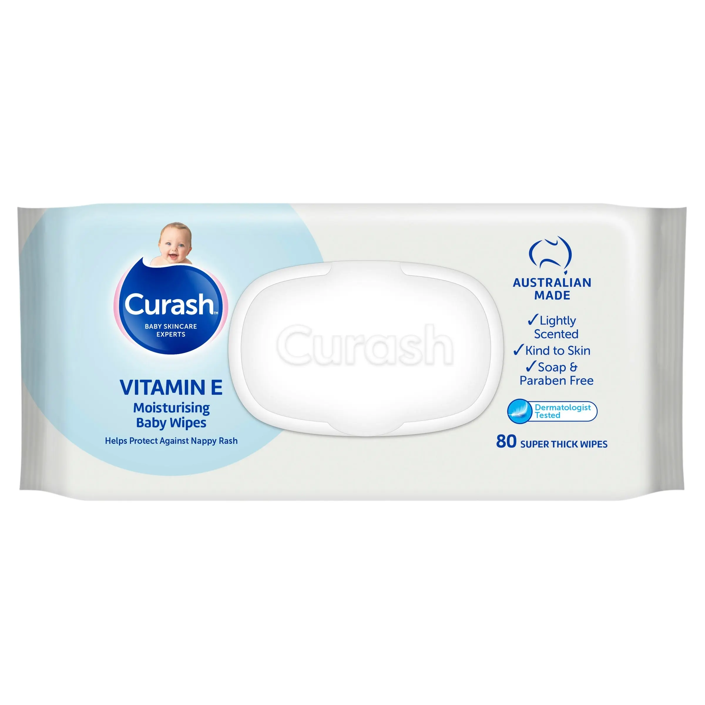 Curash Babycare Vitamin E Baby Wipes 3 x 80 Pack