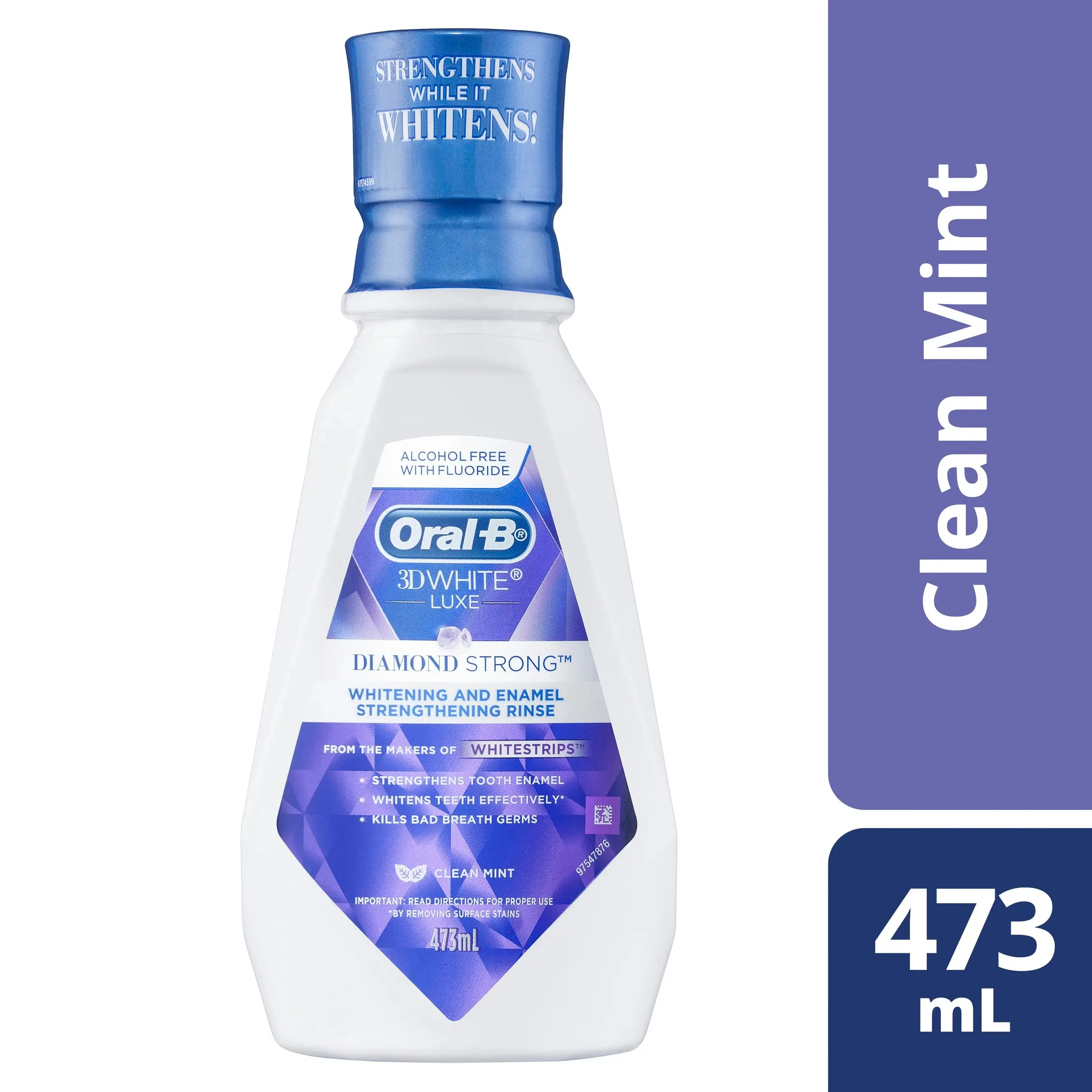 Oral B 3D White Luxe Diamond Strong Clean Mint Mouthwash 473mL