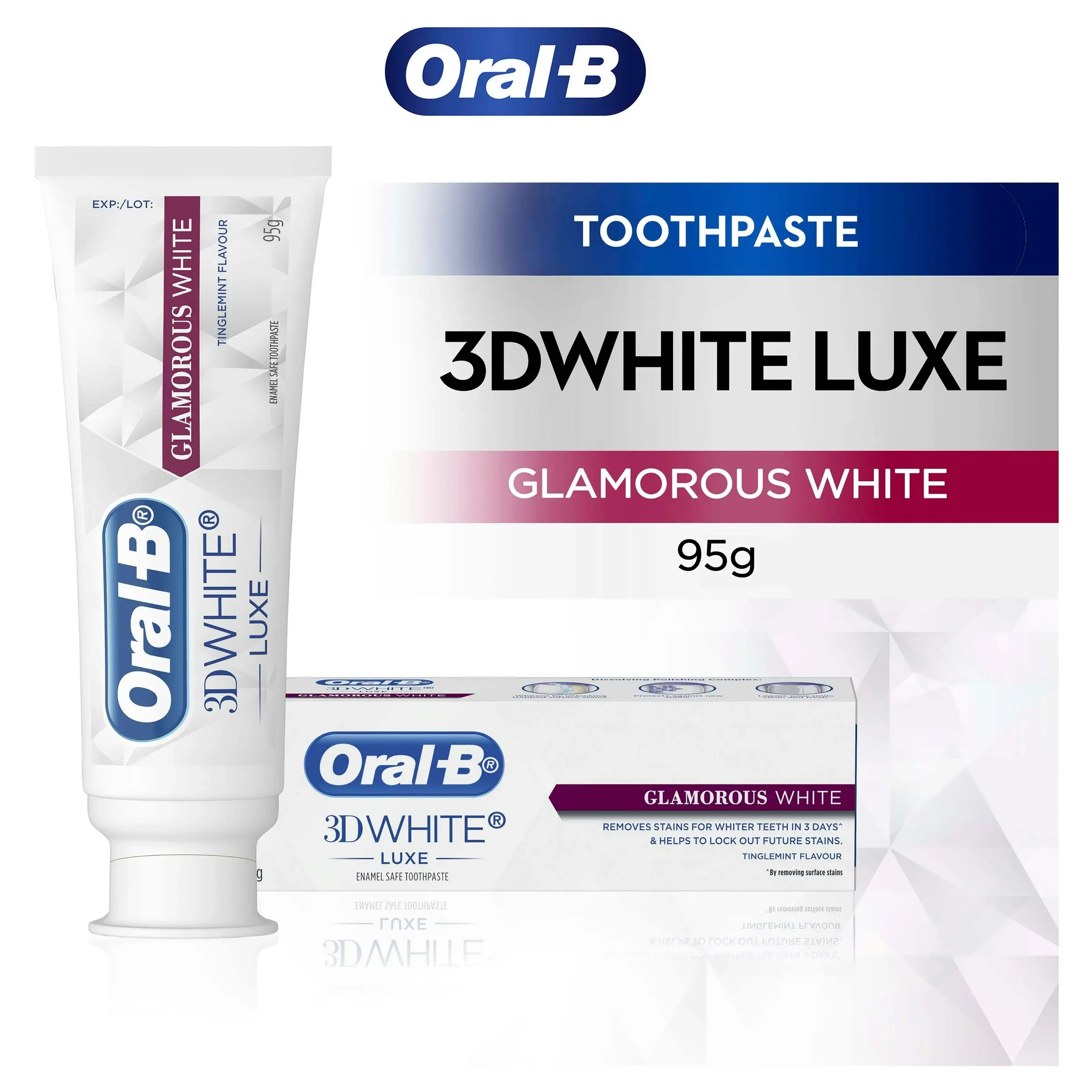 Oral B 3DWhite Luxe Glamorous White Toothpaste 95 g