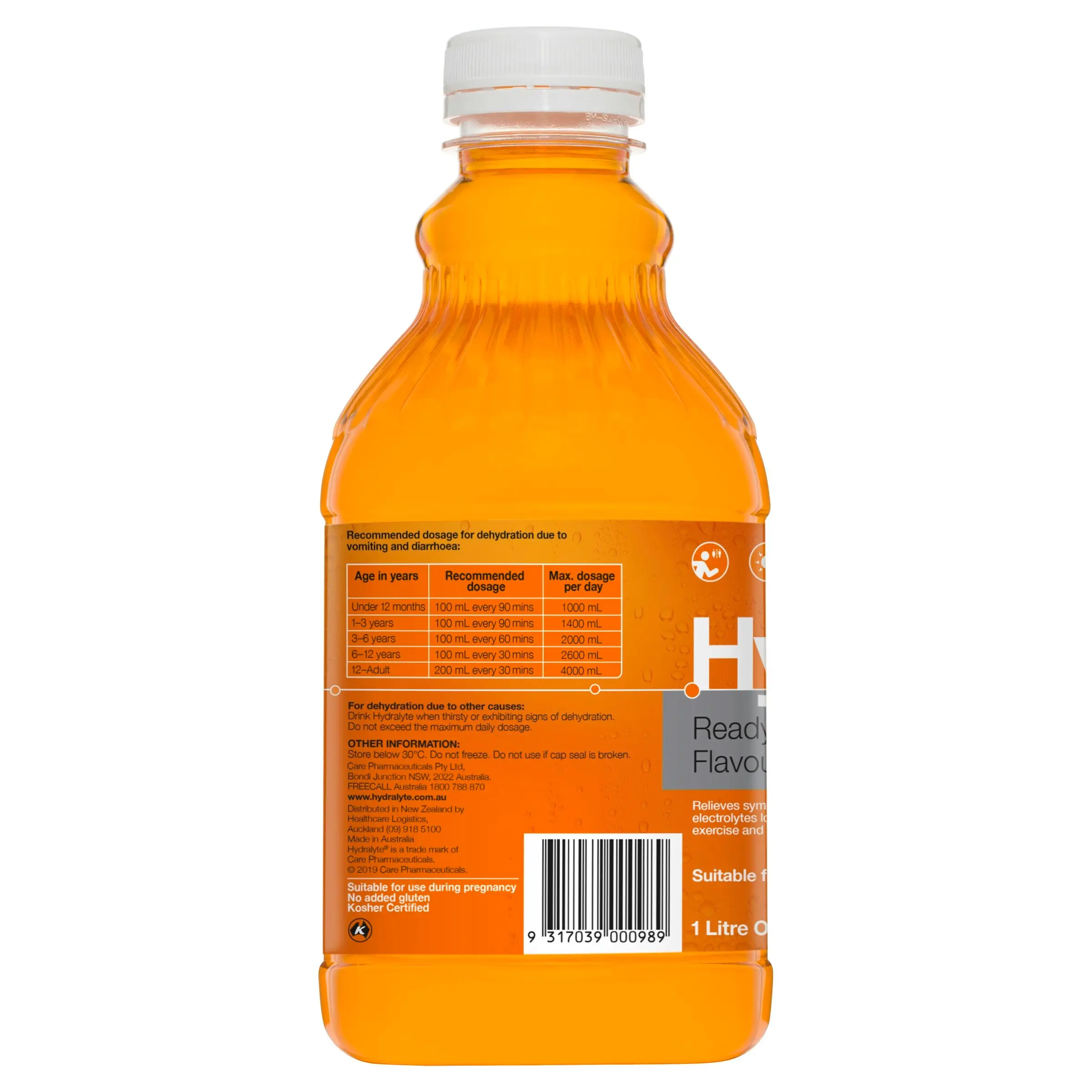 Hydralyte Ready to use Electrolyte Solution Orange 1L